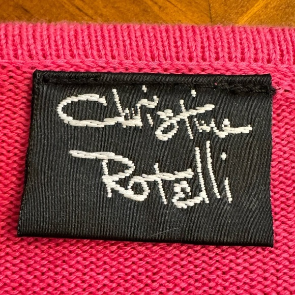CHRISTINA ROTELLI Vintage Pink Cardigan Sweater Monkeys Martinis Size L - Picture 14 of 16